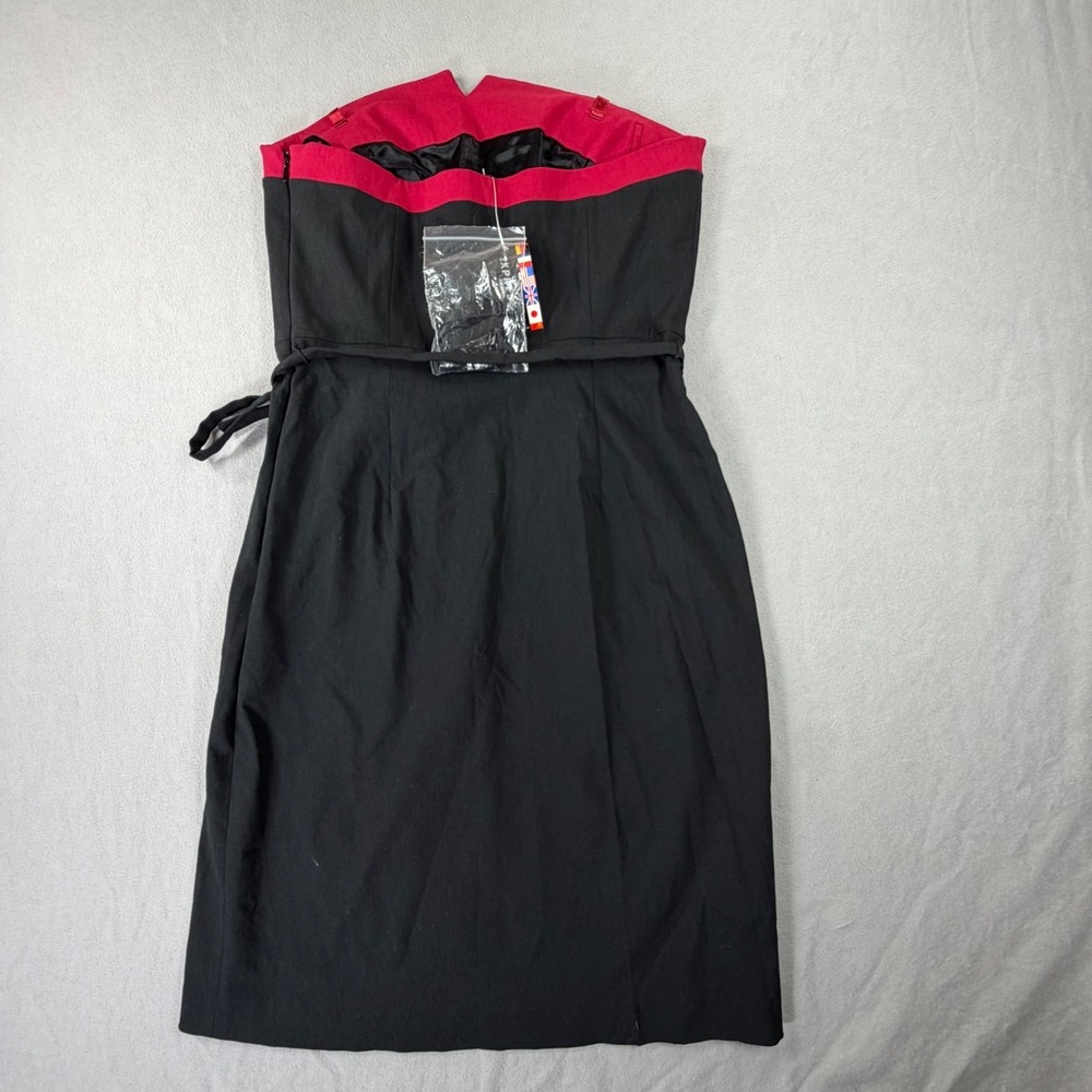 Express Strapless‎ Mini Dress Womens Small Black Red Tie Waist Party NWT - Picture 11 of 11